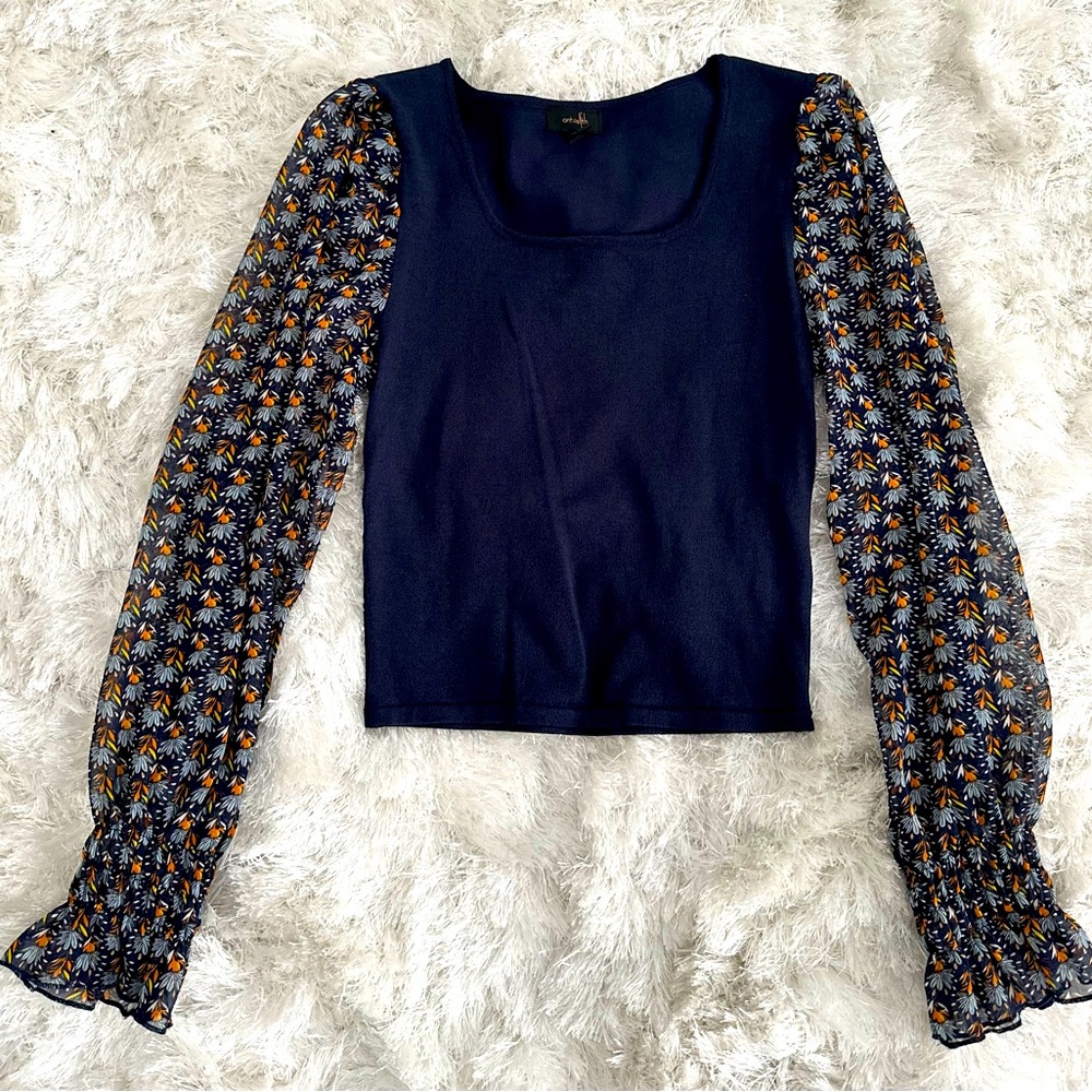 Stretch Blouse W/Silk Sleeves